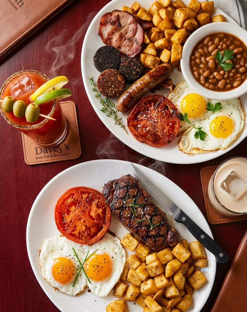 Full Irish breakfast with Bloody Mary